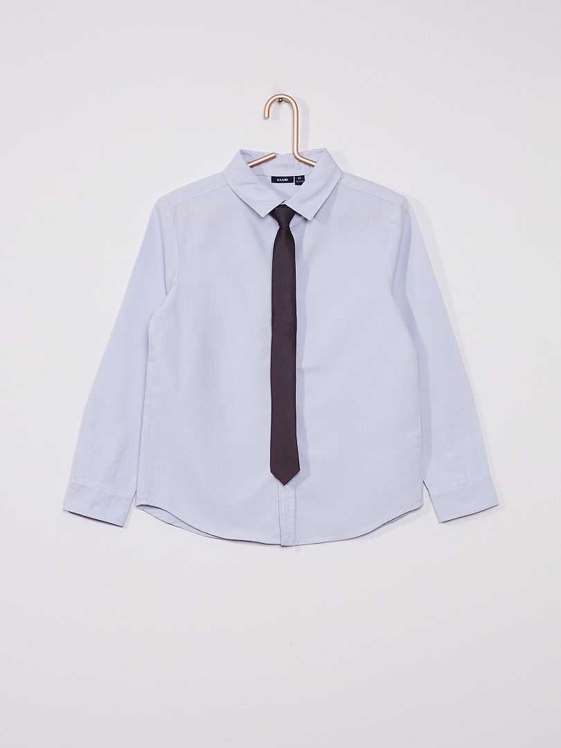 Chemise avec cravate bleu gris - Kiabi