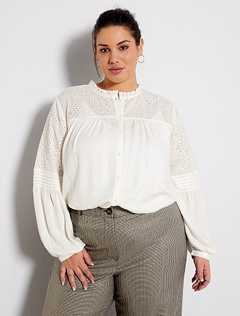 Chemise avec empiècement broderie - Kiabi