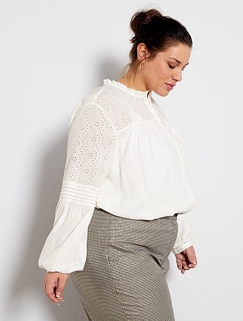 Chemise avec empiècement broderie - Kiabi