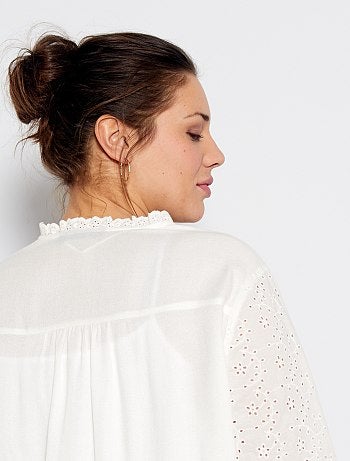 Chemise avec empiècement broderie - Kiabi