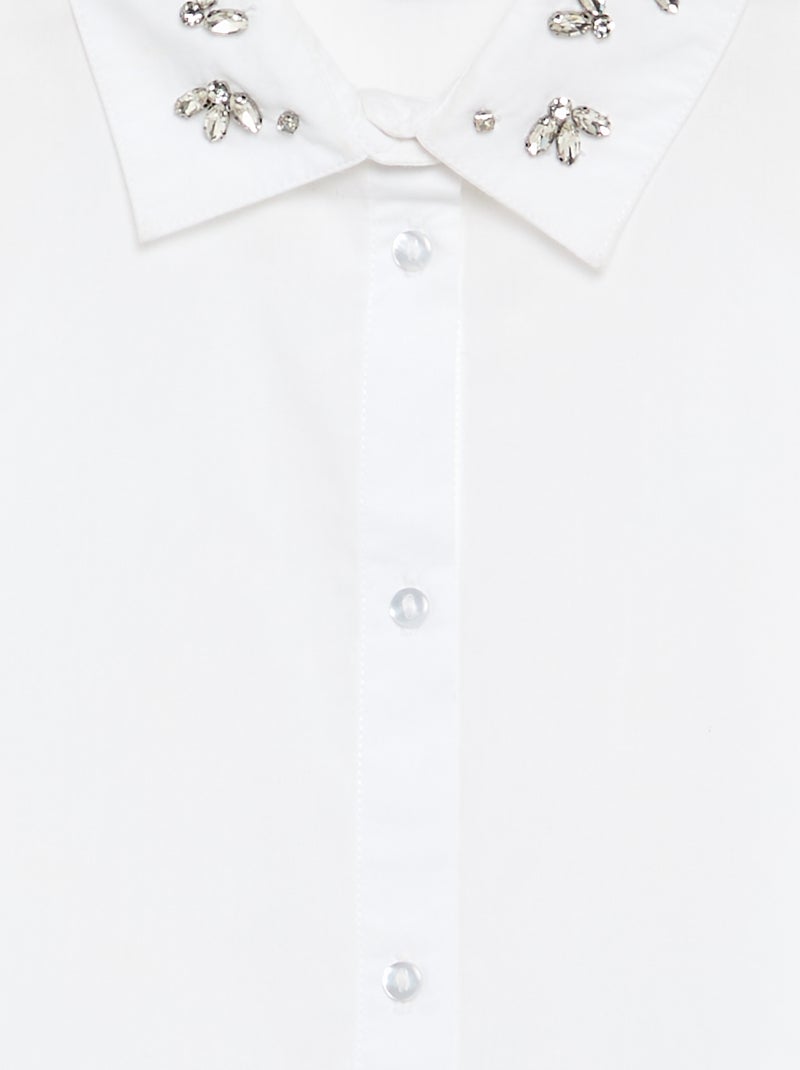 Chemise avec faux bijoux sur le col Blanc - Kiabi