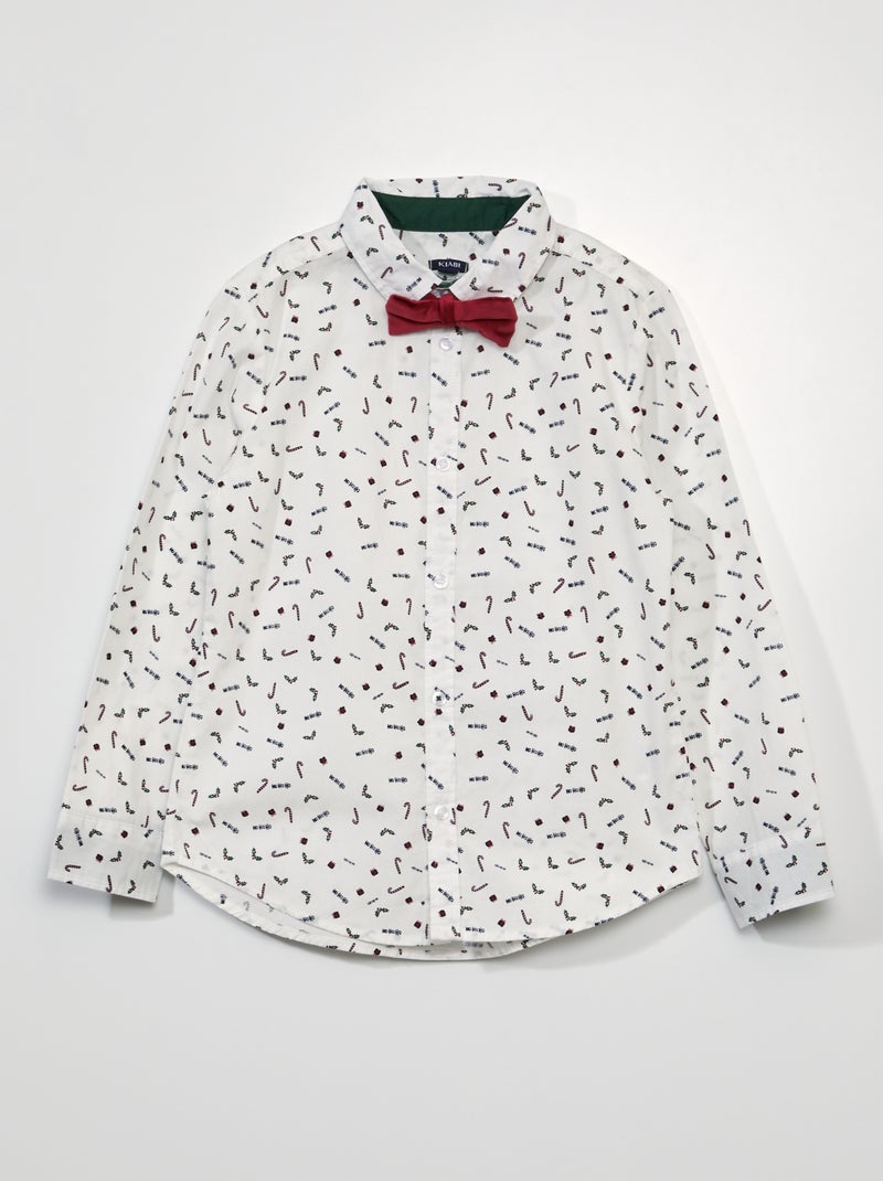 Chemise avec imprimé + nœud papillon Blanc/rouge - Kiabi