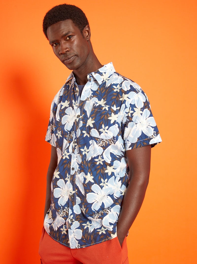 Chemise avec imprimé 'Produkt' Bleu/blanc - Kiabi