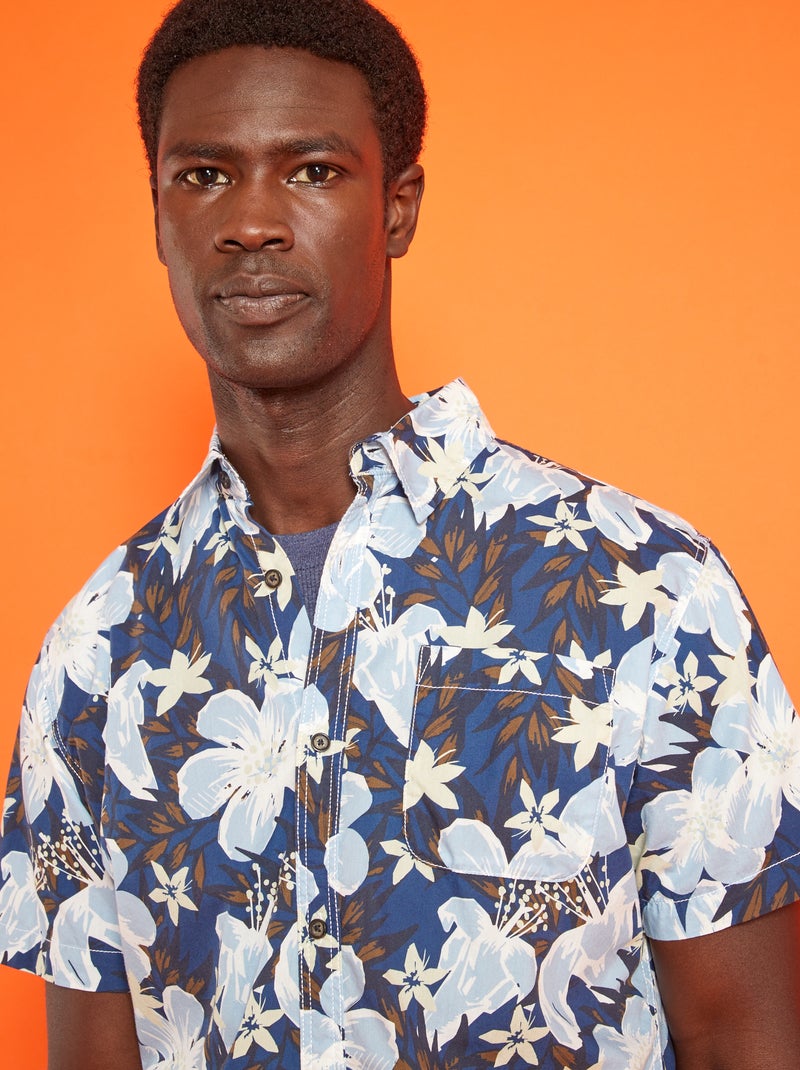 Chemise avec imprimé 'Produkt' Bleu/blanc - Kiabi