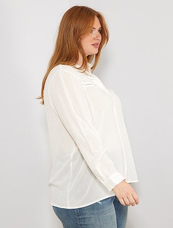 Chemise avec plastron dentelle - Kiabi