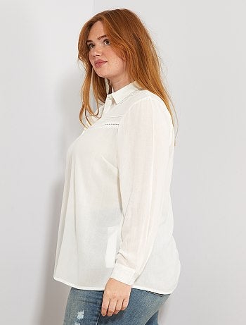 Chemise avec plastron dentelle - Kiabi