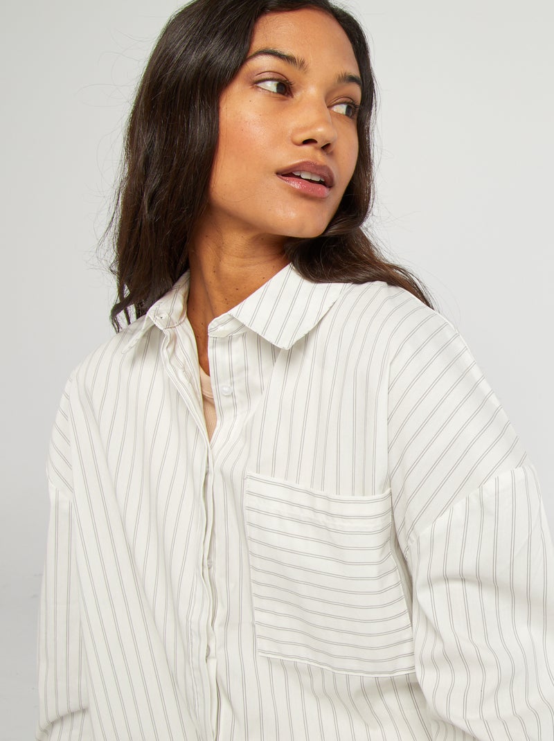 Chemise avec poche poitrine Blanc - Kiabi