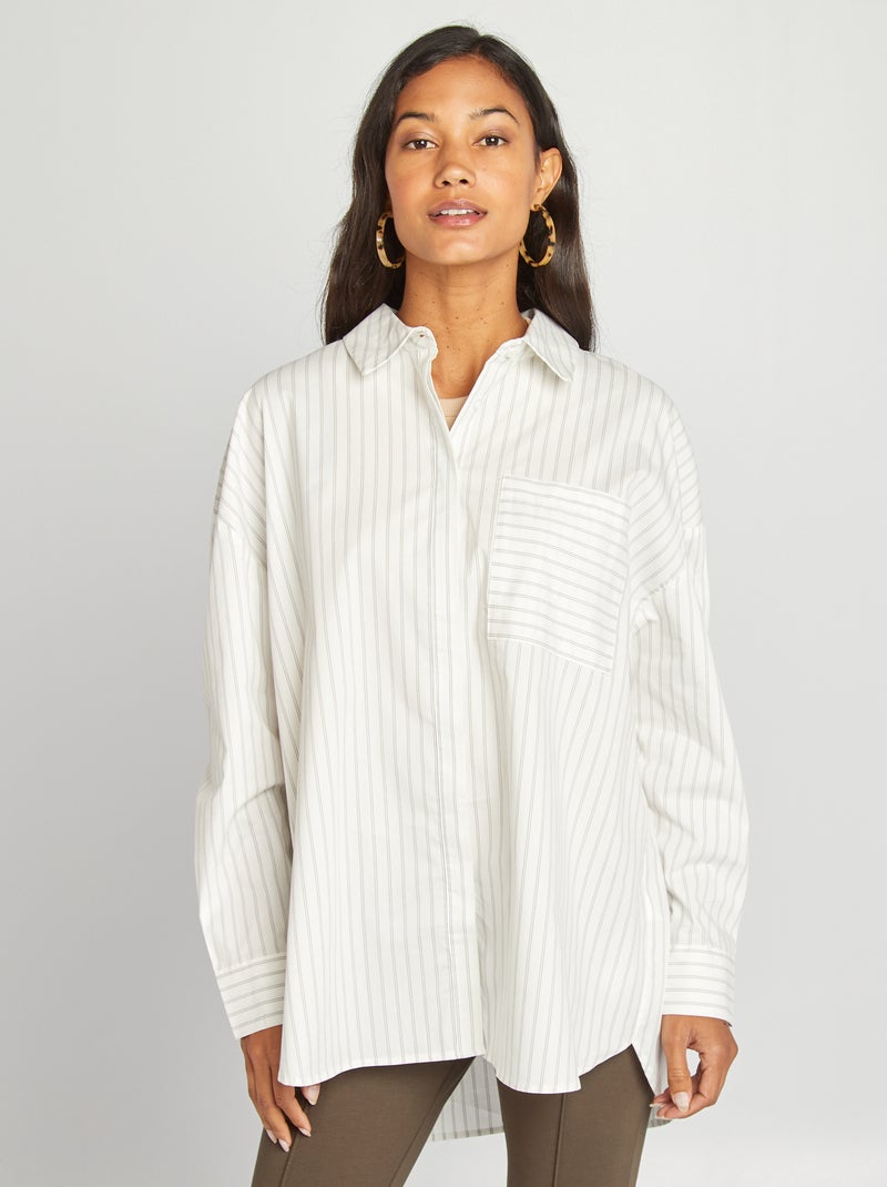 Chemise avec poche poitrine Blanc - Kiabi