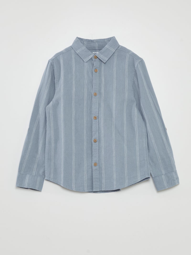 Chemise avec retroussables BLEU - Kiabi