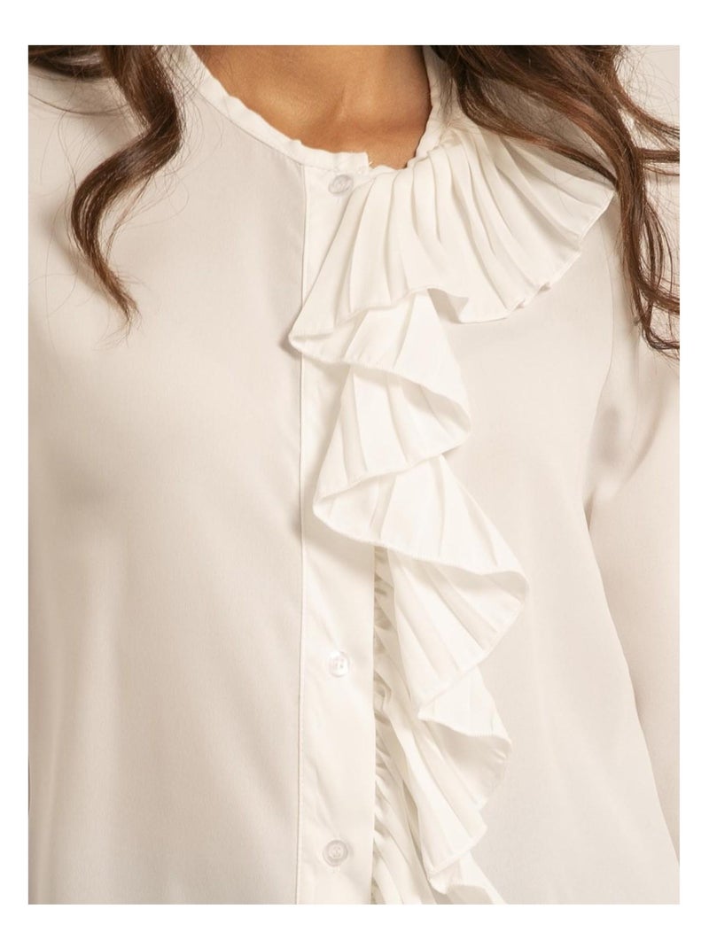 Chemise avec volant ODILE Blanc - Kiabi
