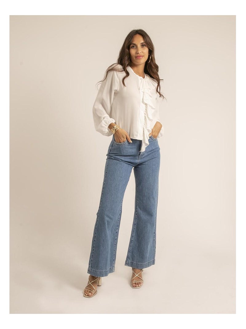 Chemise avec volant ODILE Blanc - Kiabi