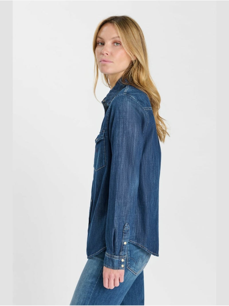 Chemise barbo en jeans 'le temps des cerises' Bleu - Kiabi
