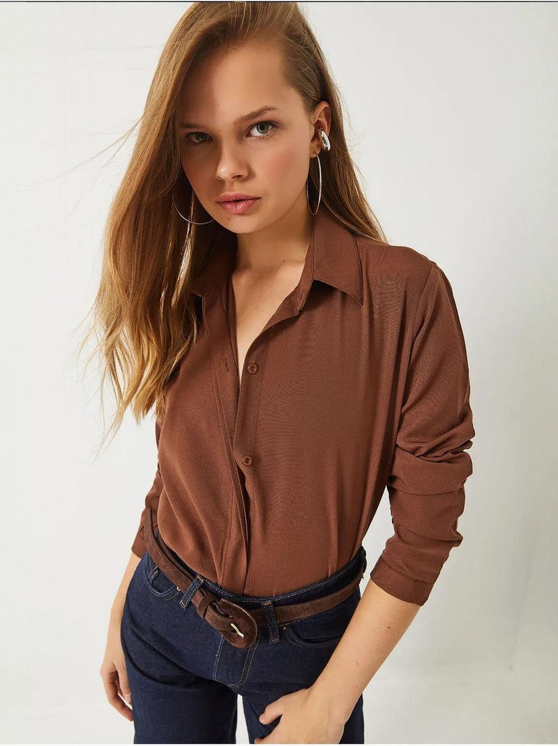 Chemise basique coupe régulière bianco lucci Marron chocolat - Kiabi