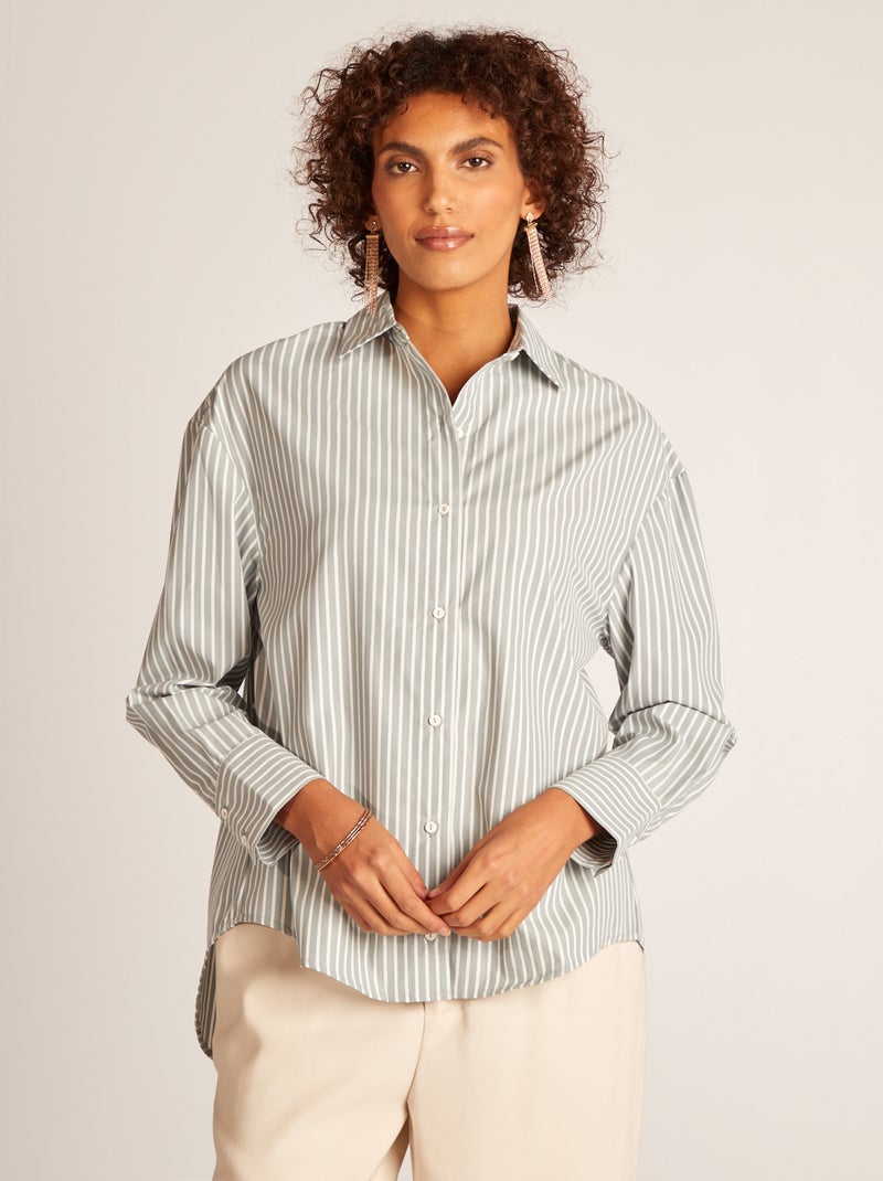 Chemise basique en popeline BLEU - Kiabi