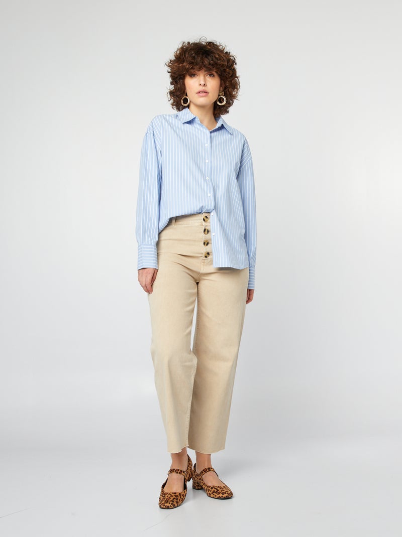 Chemise basique en popeline Bleu - Kiabi
