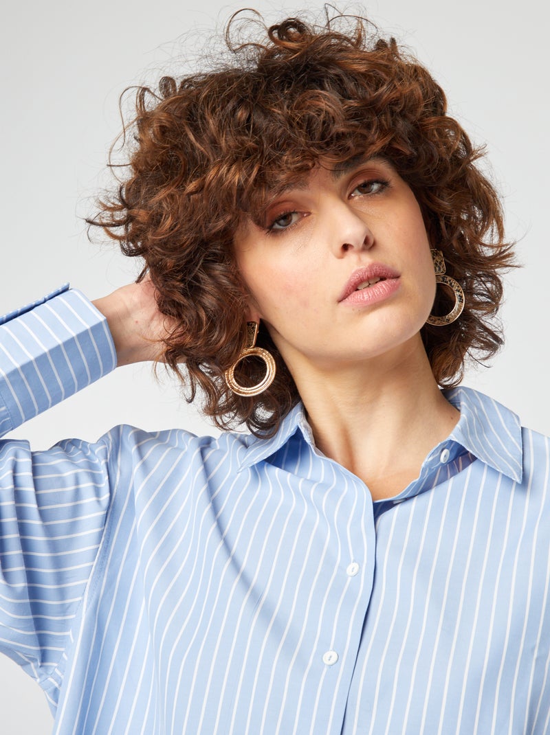 Chemise basique en popeline Bleu - Kiabi