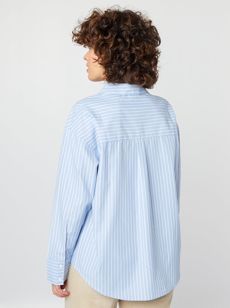 Chemise basique en popeline Bleu - Kiabi
