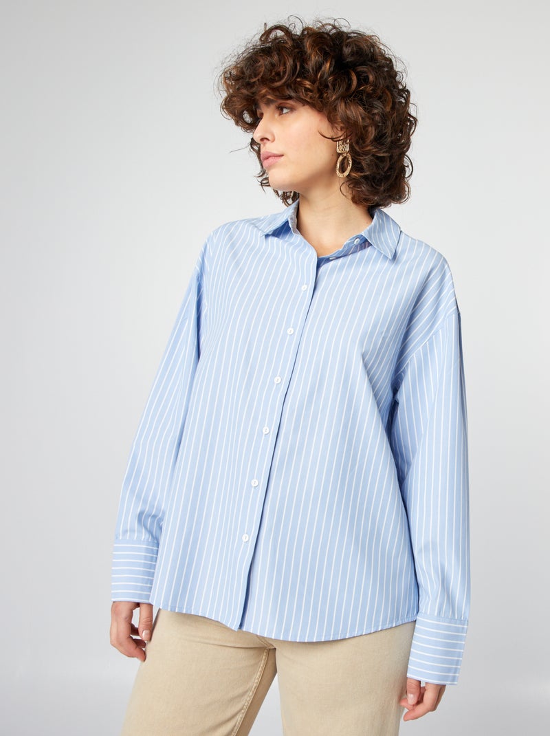 Chemise basique en popeline Bleu - Kiabi