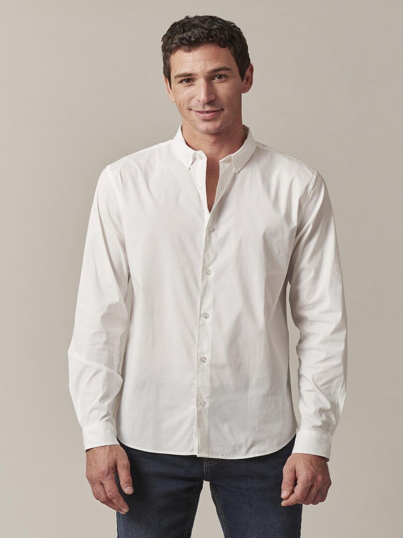 Chemise basique intemporelle en satin twill Deeluxe Blanc Kiabi 29.99