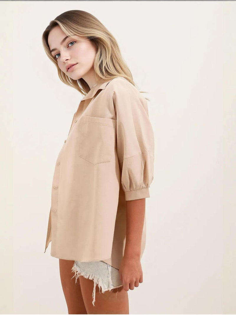 Chemise basique surdimensionnée à manches courtes bdart Crème - Kiabi