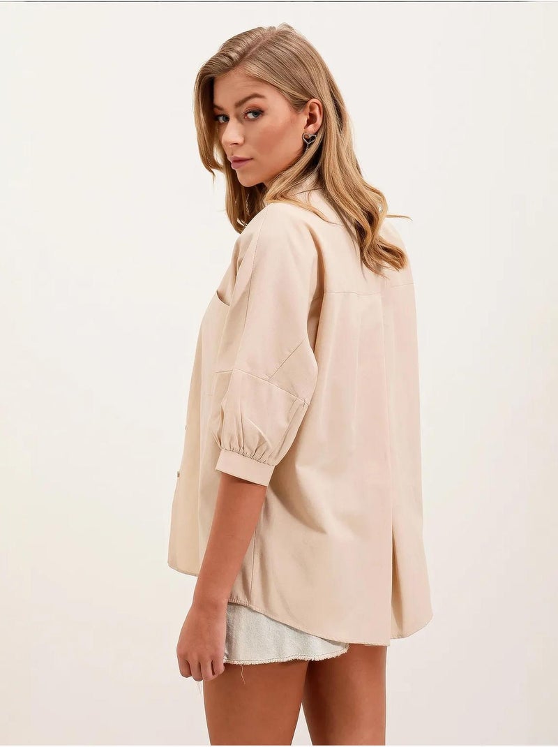 Chemise basique surdimensionnée à manches courtes bdart Crème - Kiabi