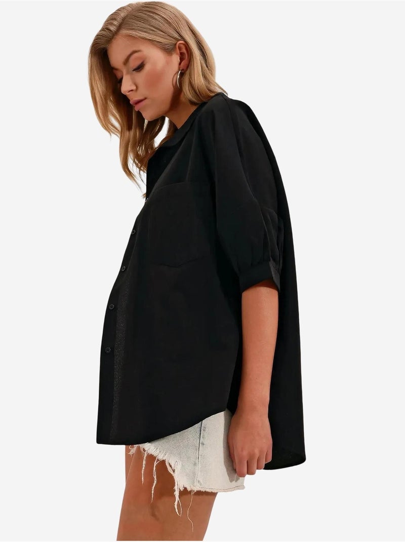 Chemise basique surdimensionnée à manches courtes bdart Noir - Kiabi