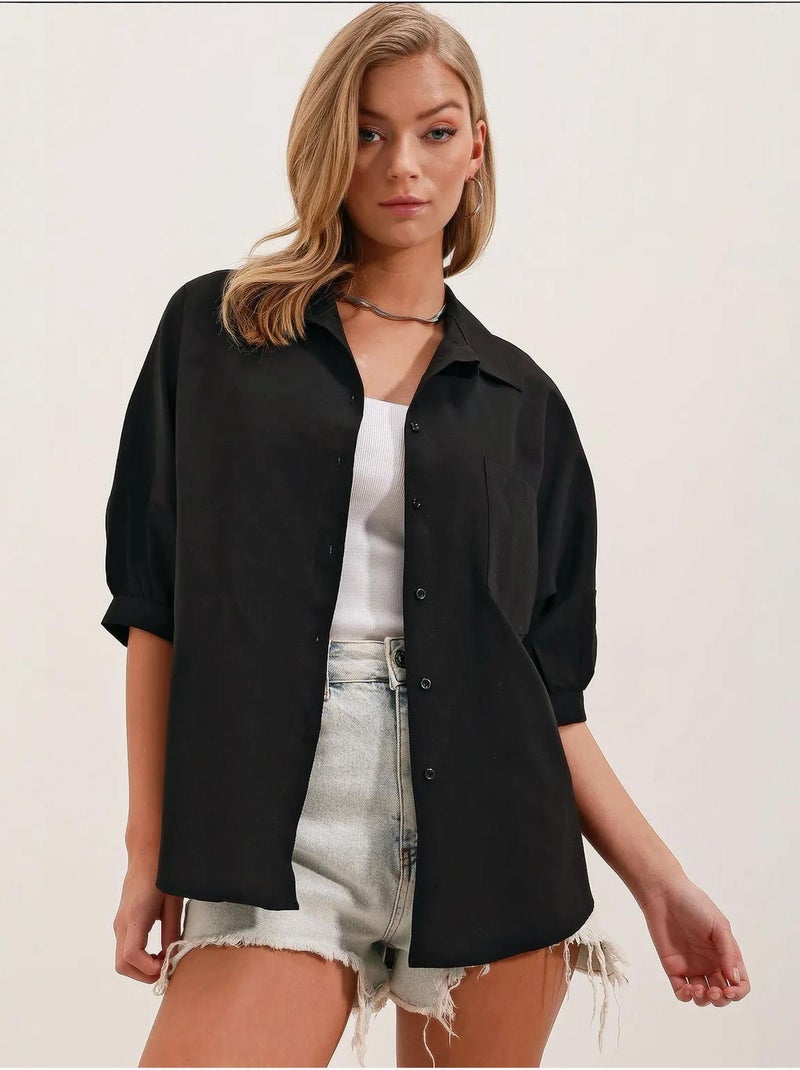 Chemise basique surdimensionnée à manches courtes bdart Noir - Kiabi
