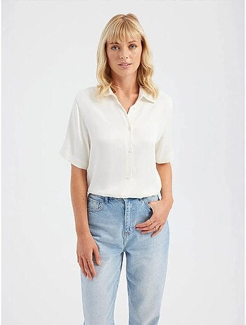 Chemise basique unie à manches courtes