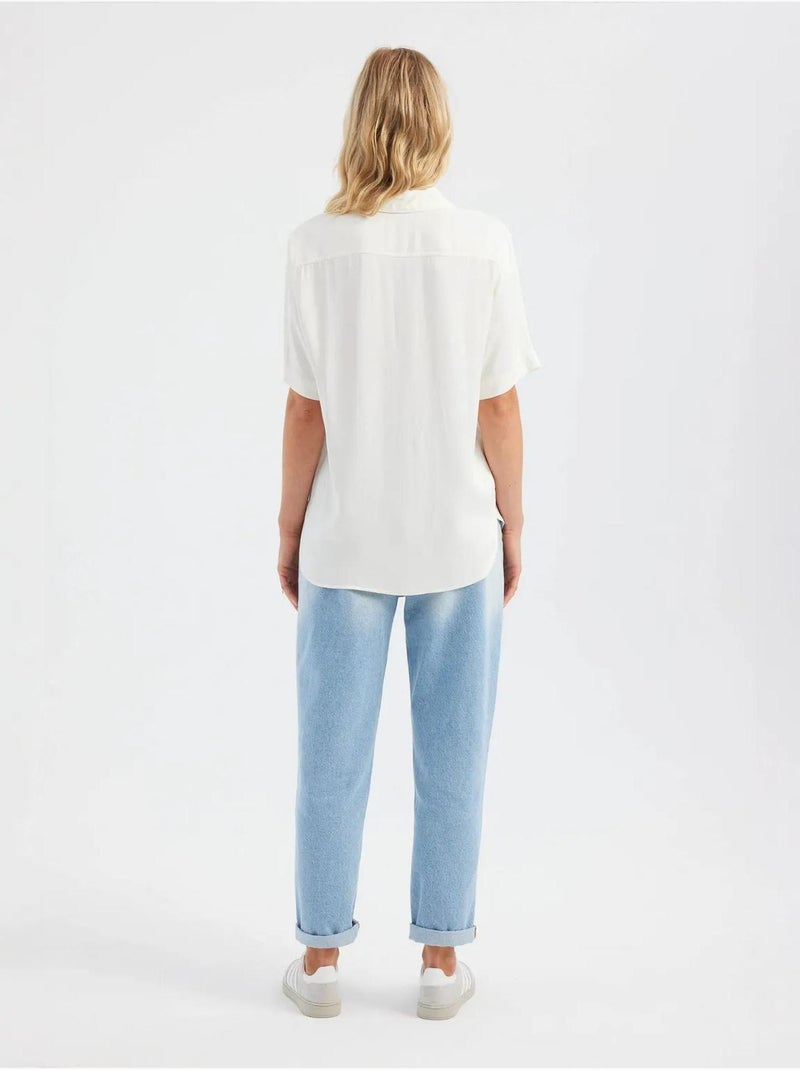 Chemise basique unie à manches courtes Blanc - Kiabi