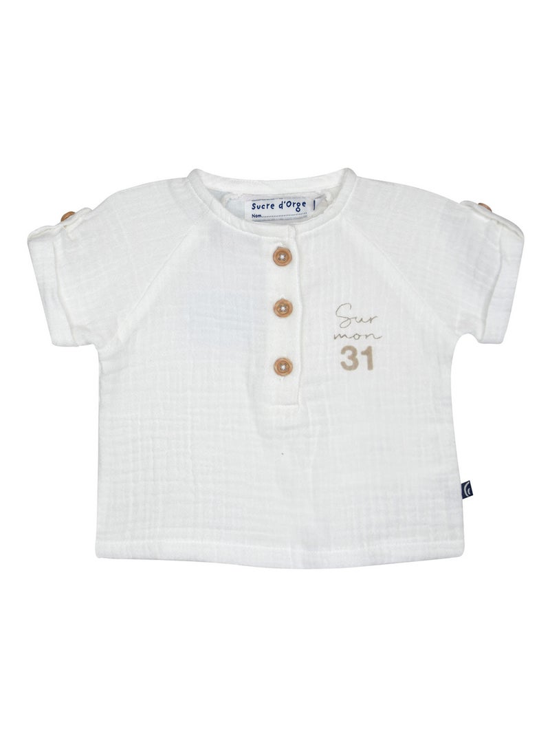 CHEMISE BERMUDA OLIVER SUCRE D'ORGE Blanc - Kiabi