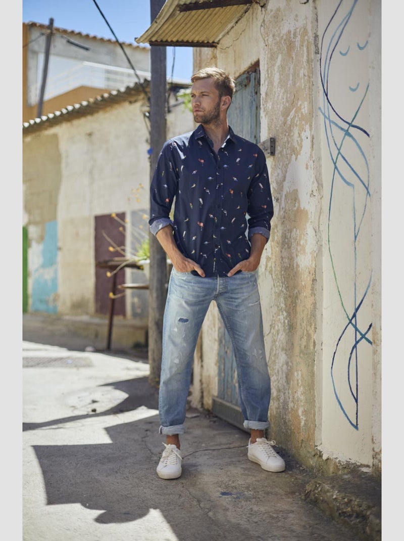 Chemise BIRDY 'Le Temps Des Cerises' Bleu - Kiabi