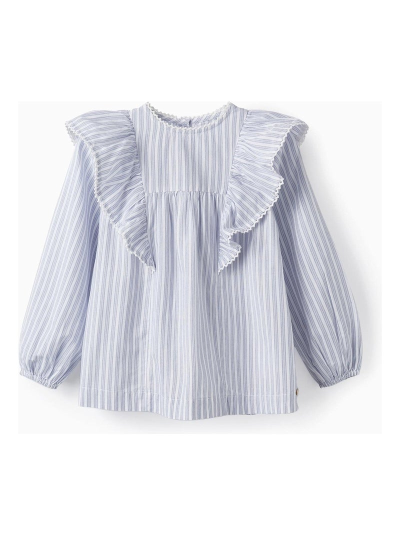 Chemise blanche à rayures bleues pour fille manches longues SPRING BEGINS Blanc - Kiabi