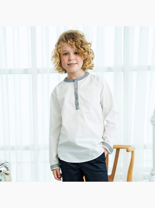 Chemise Blanche Col Mao pour Garçon  RIMBAUD - 'LA FAUTE A VOLTAIRE' - Kiabi