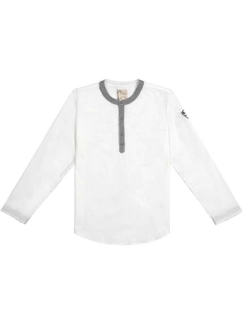 Chemise Blanche Col Mao pour Garçon  RIMBAUD - 'LA FAUTE A VOLTAIRE' Blanc - Kiabi