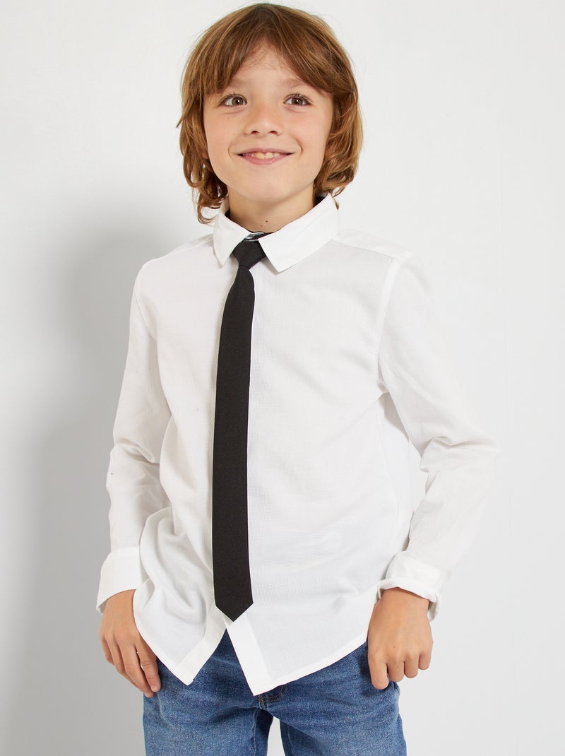 Chemise blanche + cravate blanc - Kiabi