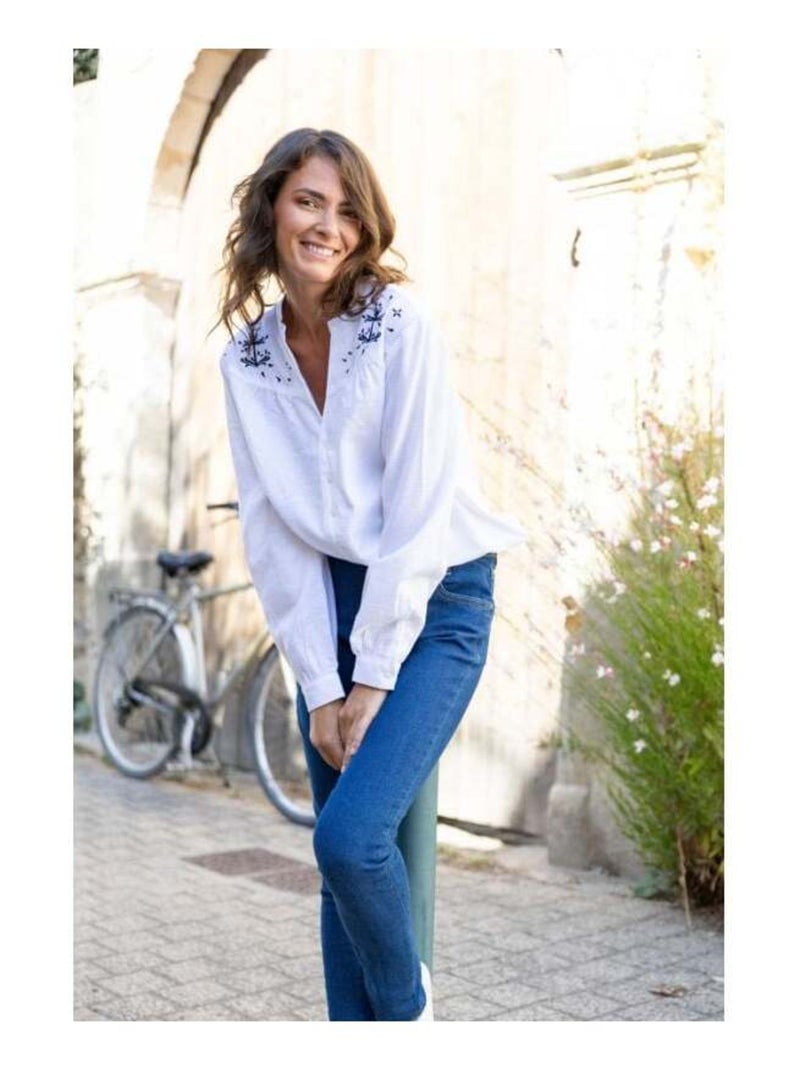 Chemise blanche Femme avec broderie Blanc - Kiabi