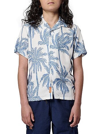 Chemise blanche imprimée avec une coupe droite et un col à revers