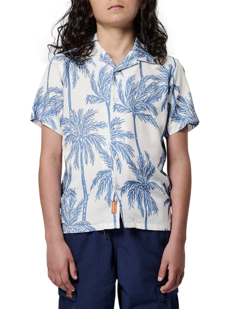 Chemise blanche imprimée avec une coupe droite et un col à revers Blanc - Kiabi