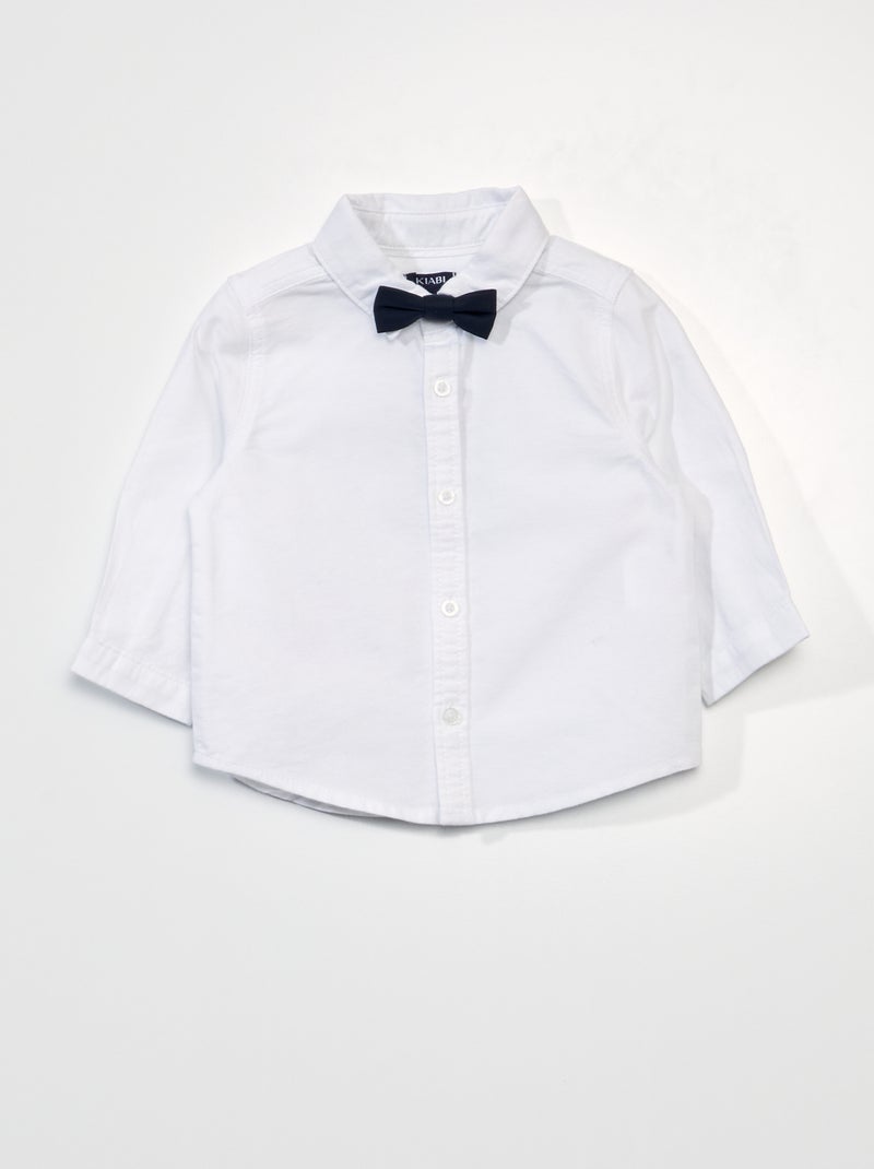 Chemise blanche + noeud papillon amovible blanc - Kiabi