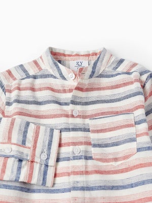 Chemise Garçon Manches Courtes Dégradé De Couleur – Blanc, Léger Et Respirant, Pour L’été Et La Plage
