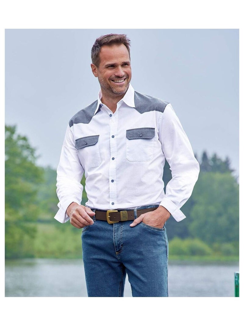 Chemise Blanche Style Western   - ATLAS FOR MEN Blanc - Kiabi