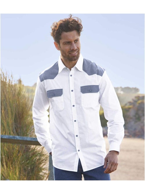 Chemise Blanche Style Western   - ATLAS FOR MEN - Kiabi