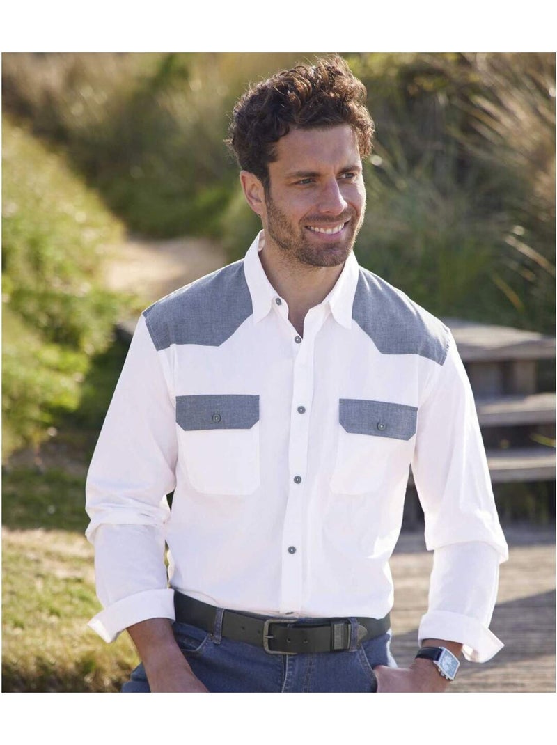 Chemise blanche style western   - atlas for men Blanc - Kiabi