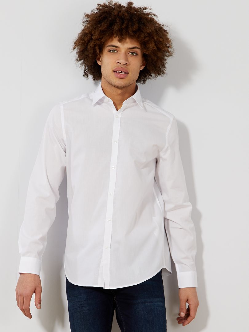 Chemise blanche unie coupe droite blanc - Kiabi