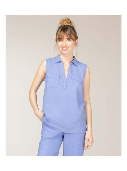 Chemise bleue sans manches Femme - Kiabi