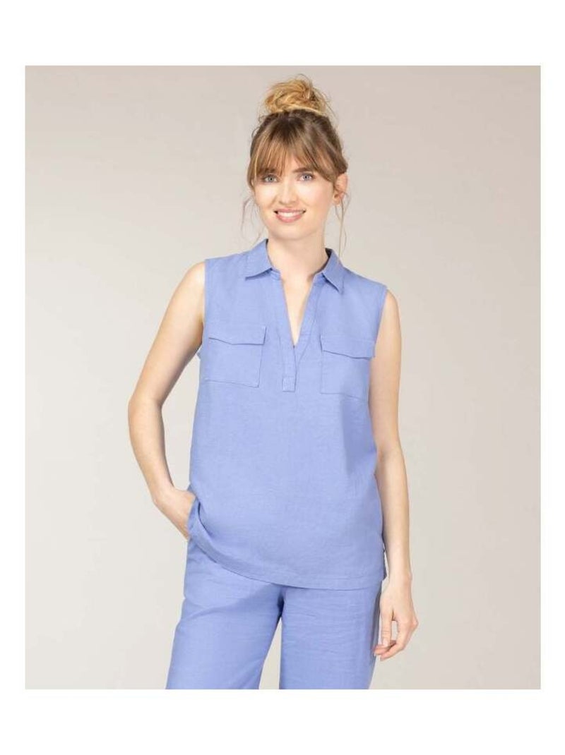 Chemise bleue sans manches Femme Bleu - Kiabi