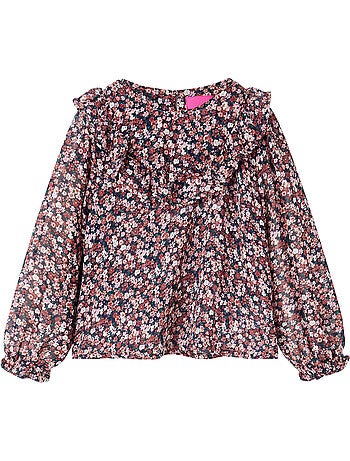 Chemise blouse polyester à manches longues fleurs - vidaxl