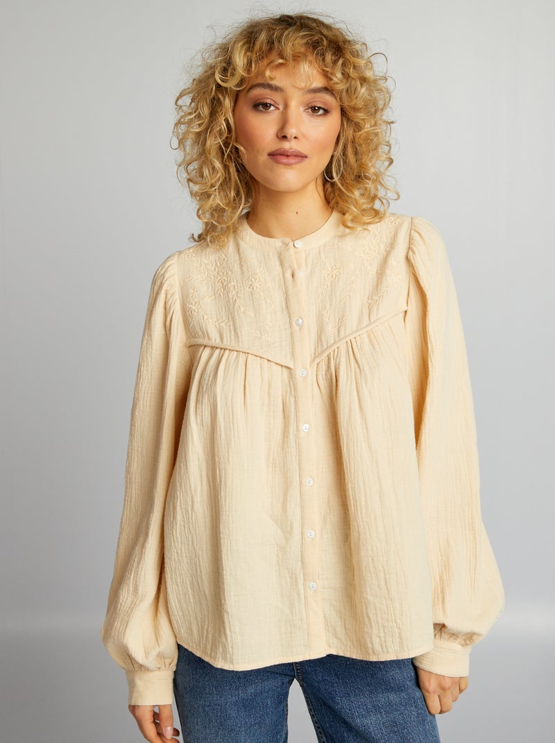 Chemise bohème Blanc - Kiabi
