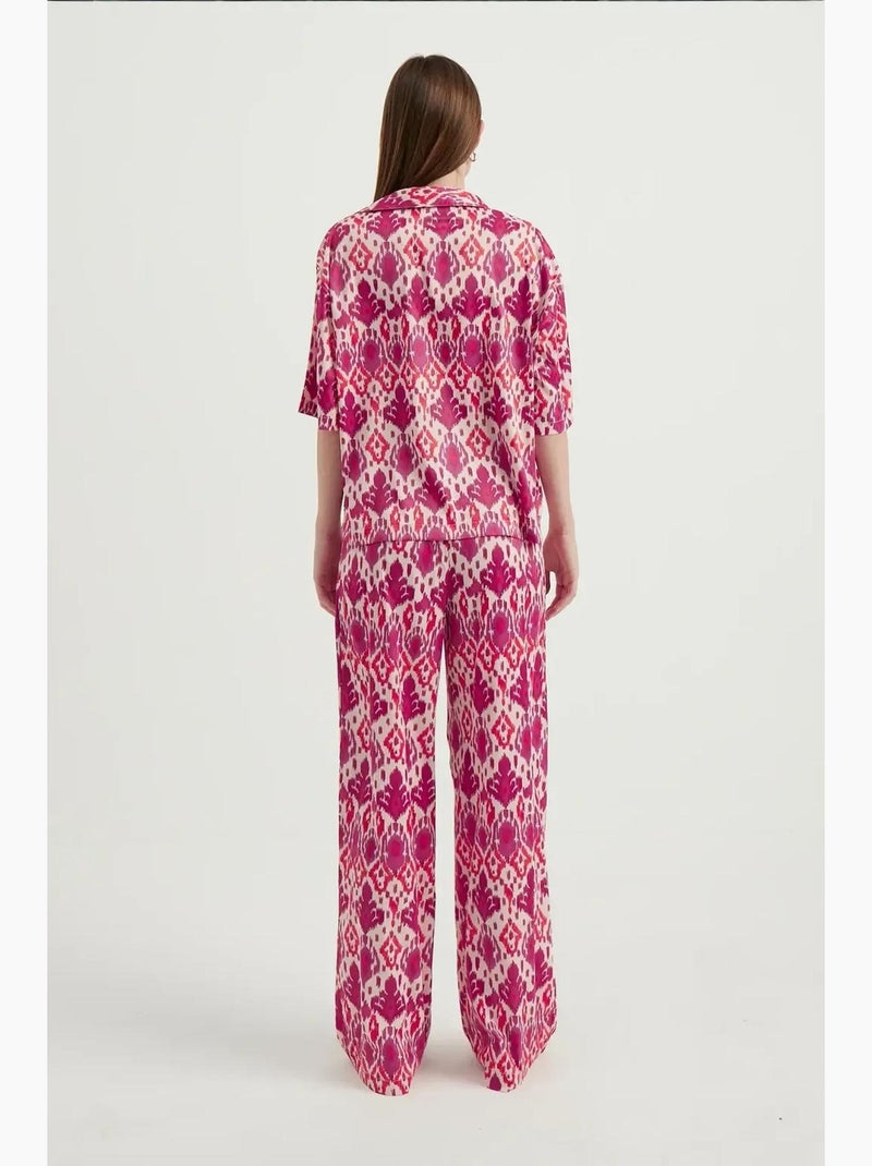 Chemise bohème décontractée à manches courtes en satin hiccup Multicolore - Kiabi