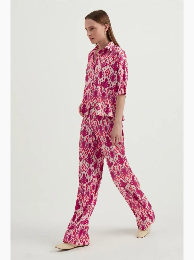 Chemise bohème décontractée à manches courtes en satin hiccup Multicolore - Kiabi
